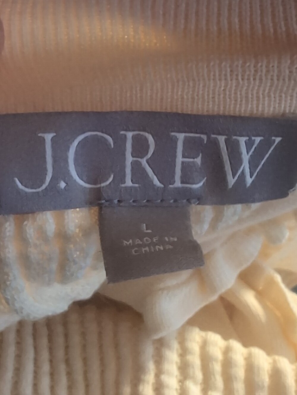 J. Crew Pointelle Ruffle-trim Cardigan Short Sleeve Warm Sesame Size Large - Picture 2 of 6